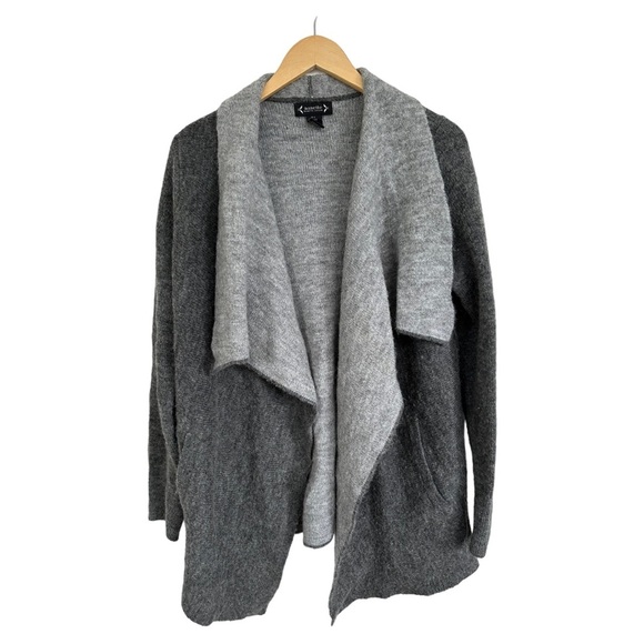 Nanette Lepore Gray Waterfall Open Front Cardigan Sweater Two Tone Size Large - Picture 5 of 10